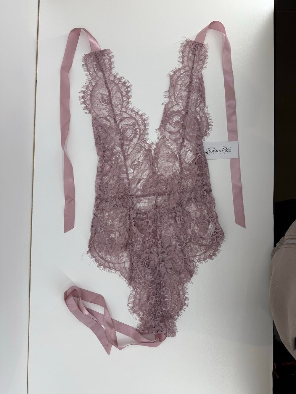 Oh La La Cheri Womens S/M Halter Lace Teddy Rose Pink NWT
